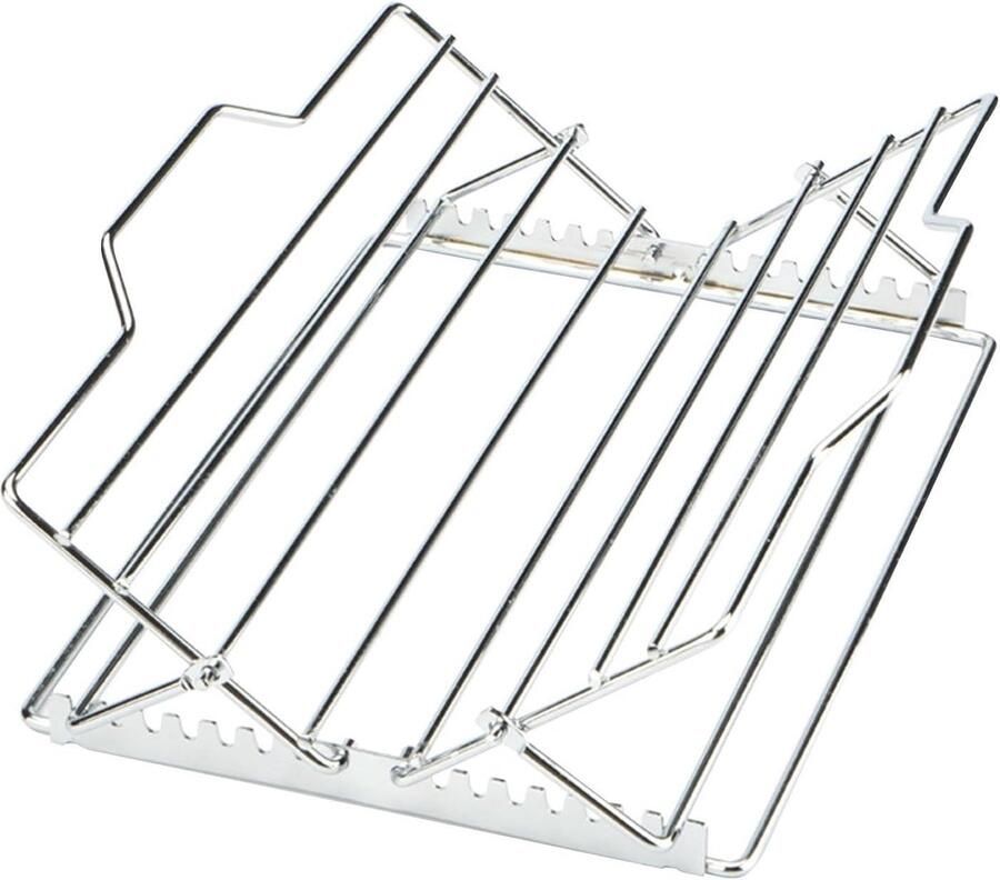 Braadrek Roestvrijstaal Kip Kalkoenhouder Oven Bakken Braden Vorm Vangsysteem 24.7x23.3x1.8cm Zilver