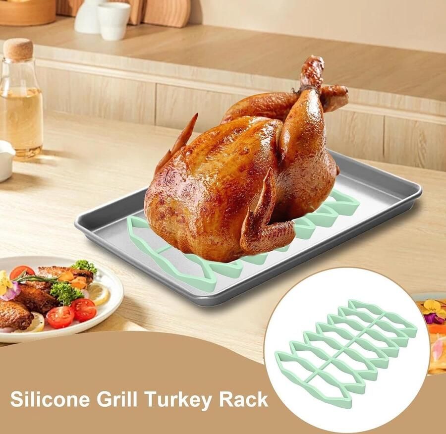 Braadrek Roosterrek Oven Koken Hittebestendig Siliconen 23 x 15.6 x 2 cm Lichtgroen