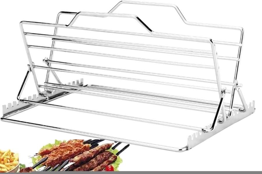 Braadrek RVS Kip Grill Oven en Grillen Inklapbaar Ontwerp 27.8 x 26.2 cm Zilver