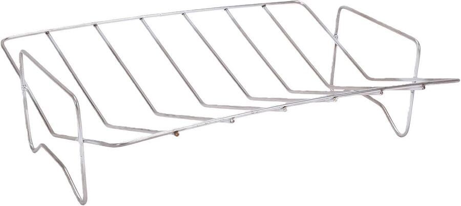 Roestvrijstalen Ribrek Braadrek Grill Gelijkmatig Garen Uniek V-vormig 21x28.5x6.5cm Zilverkleurig