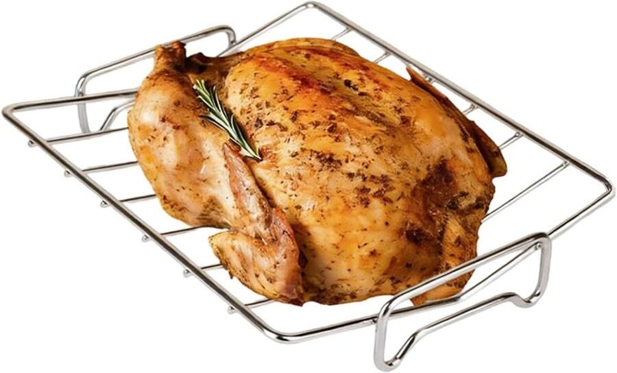 Braadrek Vleesstandaard Oven Gevogelte Braden V-vorm Hittebestendig 28.7 cm Zilver