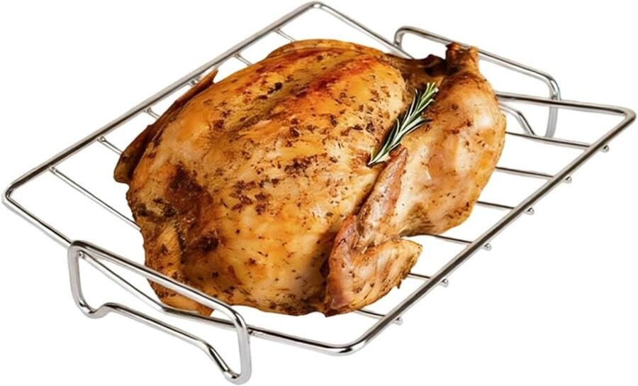 Braadrooster RVS Grillrek Oven Vlees Braden V-vorm Ontwerp 28.7 cm Zilverkleurig