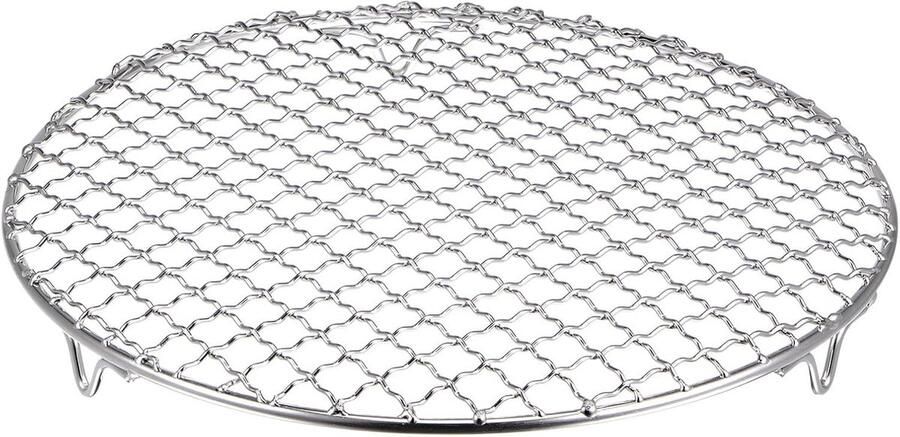 Braadrooster BBQ Grill Net RVS Stoomrek Ronde Grill Kookspullen Grillaccessoires Koken Buiten Kamperen Picknick Diameter 15cm Zilver