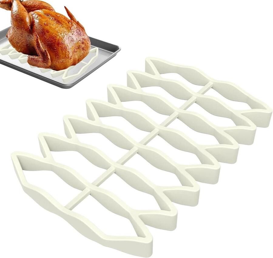 Braadrooster Keuken Bakrooster Grill Gelijkmatig Koken Verbeterde Luchtcirculatie 23 x 15.6 cm Beige
