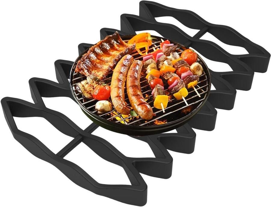 Braadrooster Ovenrooster Grillrooster Bakken Grillen Hittebestendig Siliconen 23.5x16cm Zwart