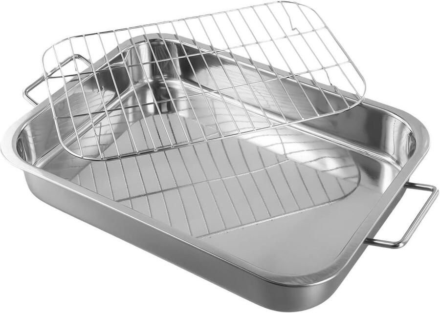 Braadslede Grillrek Ovenschaal Bakplaat Oven Gebruik Roestvrijstaal 36 x 26 x 6 cm Zilver