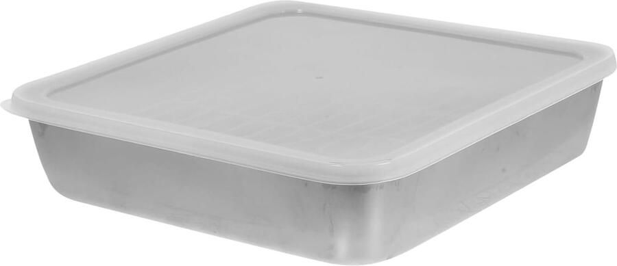 Braadslede met Deksel Bakvorm Oven Gelijkmatig Bakken Roestvrij Staal 24x24x5 cm Multi