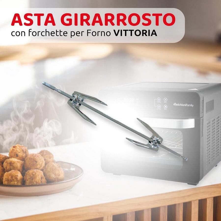 Braadspit Accessoire Oven Rotisserie Gelijkmatig Garen Inclusief Vorken 41 cm Zilver