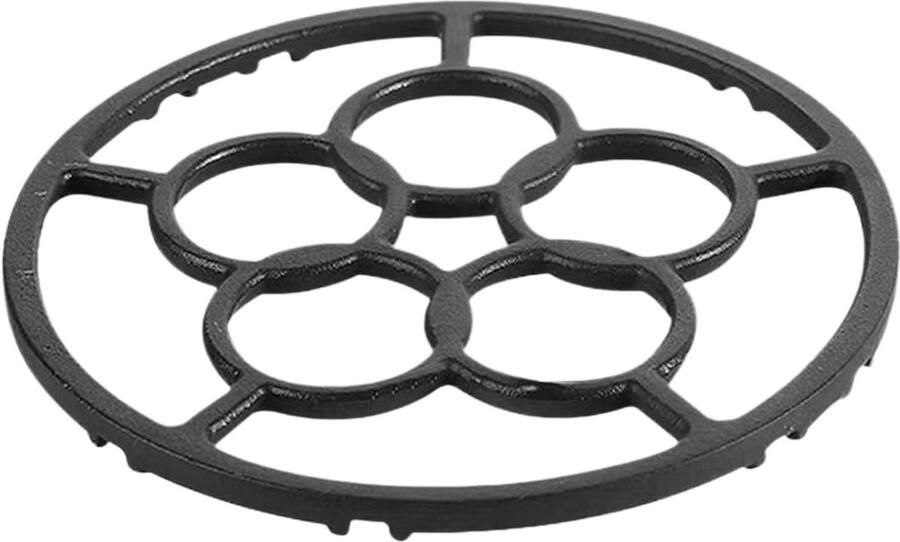 Gietijzeren Wokring Wokstandaard Ring Stabiel Koken Antislip Groeven 18.2 cm Diameter Zwart