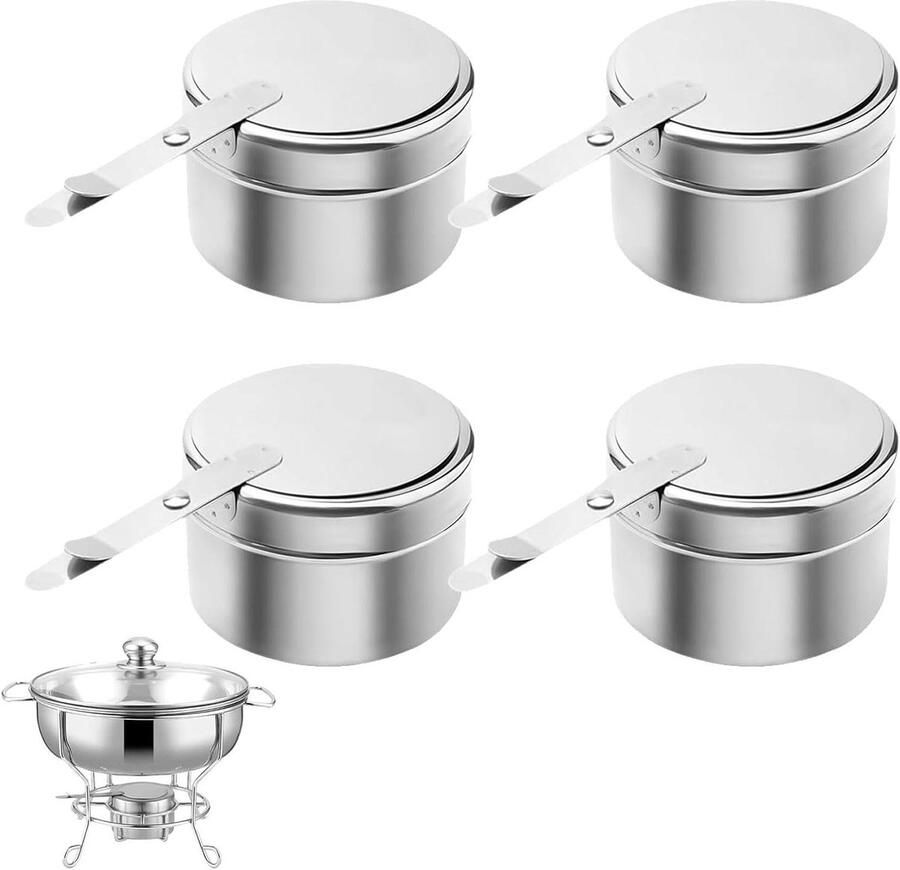 Brandpastahouders Fondue brander Buffet Warm Houden Roestvrij Staal 9 x 5 cm Zilver
