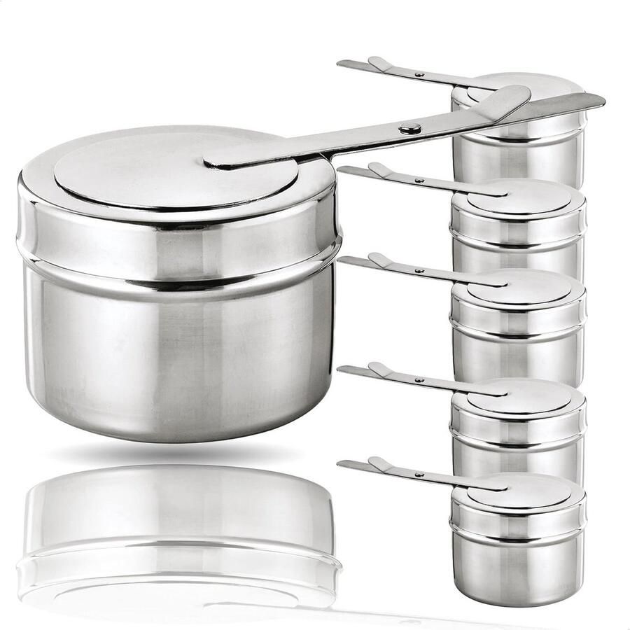 Brandstofhouder voor fondue en chafing dish Set van 6 roestvrijstalen voedselverwarmer met vlamregelaar