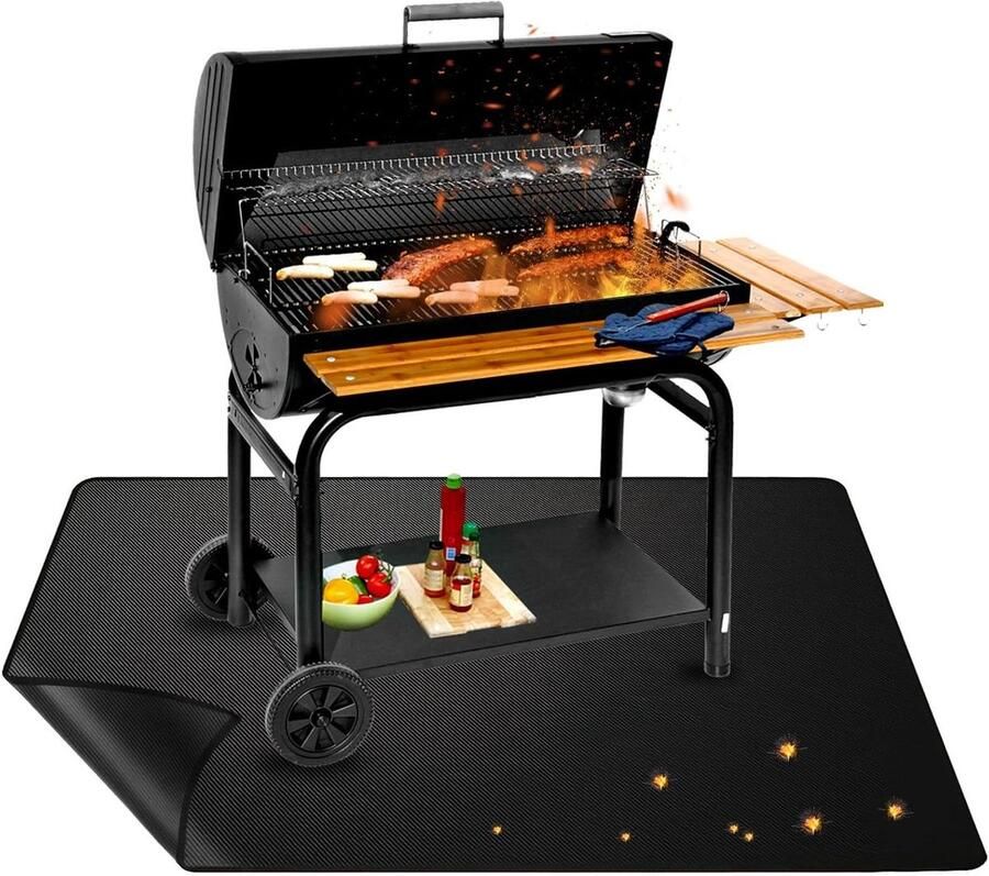 Brandvaste mat 100 x 150 cm voor open haard binnenplaats gazon en camping multifunctioneel beschikbaar aan beide zijden