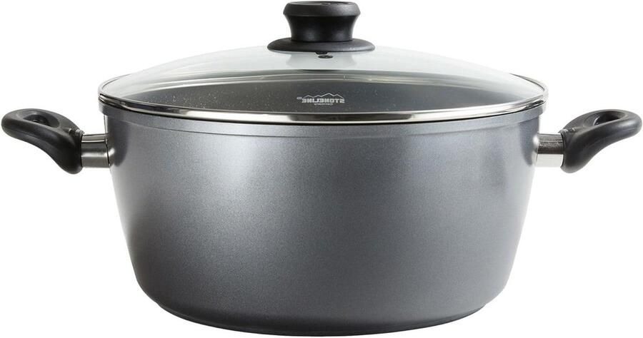 Bratenset Kookpan Vetvrij Koken Echte Steen Deeltjes 32 cm Zwart