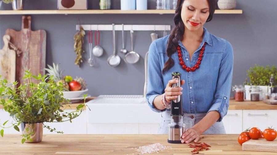 Braun MQ 60 koffie- en kruidenmolen accessoire voor MultiQuick Staafmixers Compatibel met Braun MQ 3 e MQ 5 EasyClick Systeem Capaciteit 350 ml Roestvrij Staal Zwart zilver