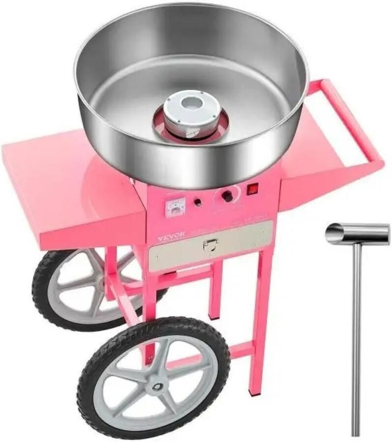 Bregico Suikerspinmachine Elektrische Suikerspin Machine Roestvrijstalen Kom Ideaal Voor Kinderfeestjes Roze