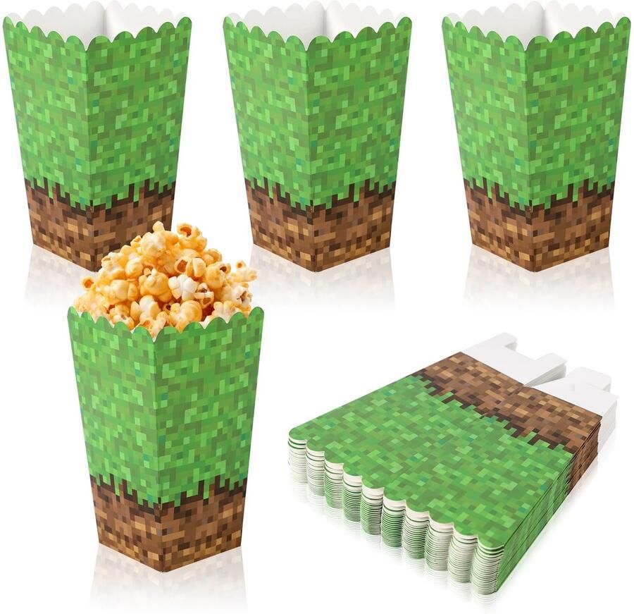 Allecto Popcorn Dozen Creatieve Party Accessoires Groen Bruin Snack Containers Perfect voor Feestjes 24 Stuks