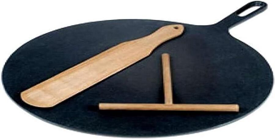 Gietijzeren Pan Koekenpan Pannenkoeken Bakken Traditioneel Gemaakt 32 cm Zwart