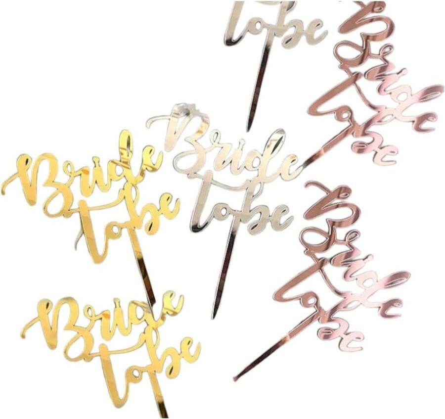 Bride to Be Taart Muffin Cake Bruidsdecoratie 3 Kleuren Rosé Goud Zilver Cupcake-topper JGA Vrijgezellenfeest Decoratie Bruiloft Bruiloftstaart Partydecoratie (Goud)