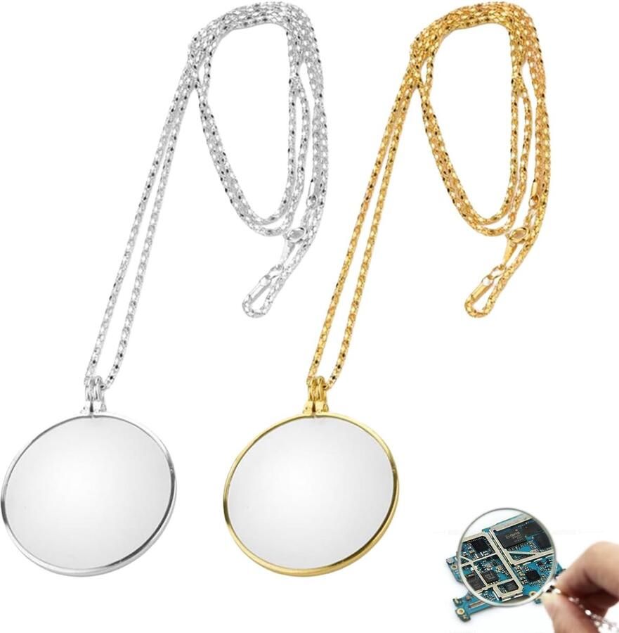 Bril kostuum vergrootglas om te hangen 5x metalen mini-vergrootglas monocle met ketting draagbare glazen lens vergrootglas sieradenvergrootglas kettingloep voor het lezen van boeken