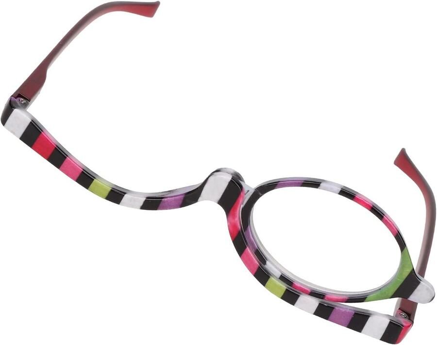 Bril met roterende enkele lens – loepmake-up bril (+4.00) met kras- en schokbestendige vergrotingslens voor nauwkeurig opmaken (kleurrijk)