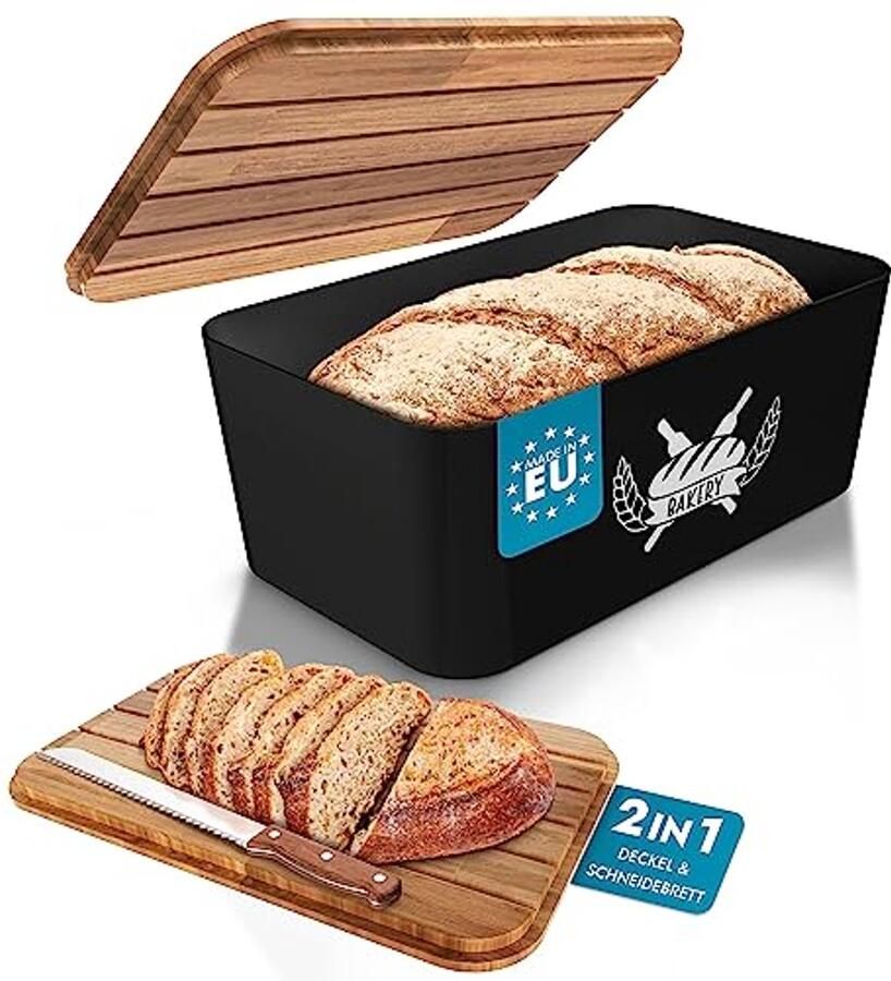 Brodrommel met Snijplank en Deksel – Kunststof BPA-vrij en Gecertificeerd Hout – Ideaal voor Alle Soorten Brood