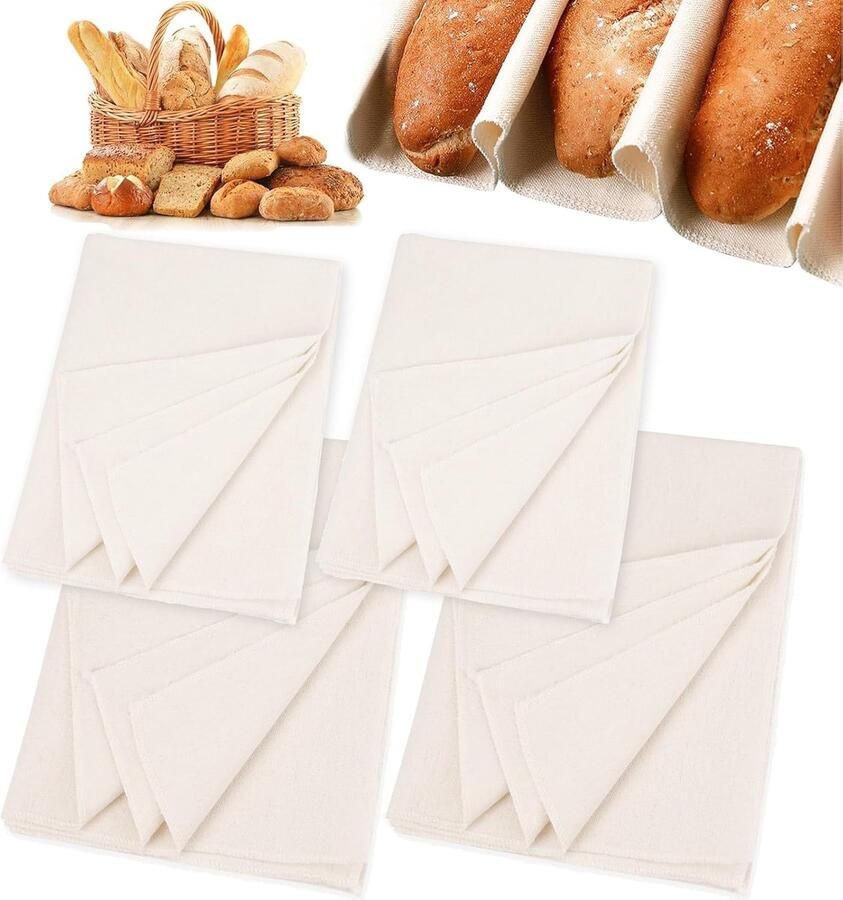 Brood Bakdoeken Linnen Doeken Brood Bakken Ademend en Herbruikbaar 4 Stuks Natuurlijk Beige