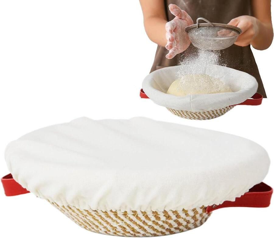 Brood Bakmand Deeg Rijs Schaal Zelf Brood Maken Met Voering Deksel 26.5 Breed Natuurlijk