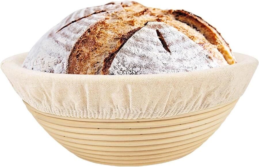 Brood Bakmand Rijsmand Deeg Brood Bakken Handgevlochten Rotan 23 cm Rond Houtkleur