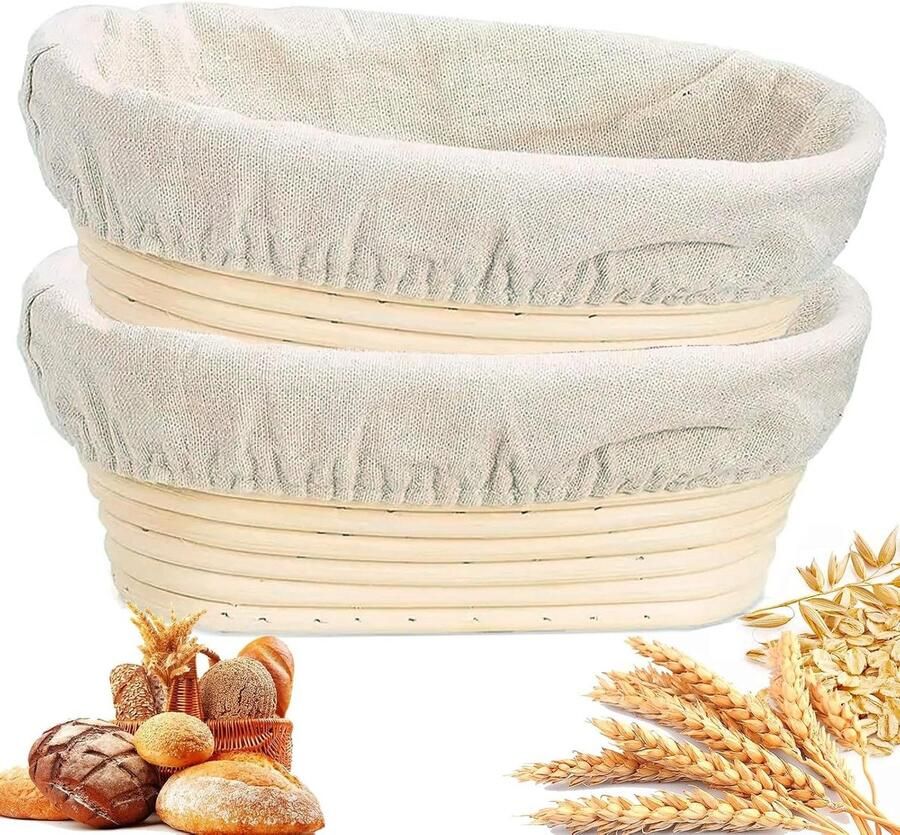 Brood Bakmand Rijsmand Linnen Ambachtelijk Brood Bakken Handgemaakt Rotan 25 x 15 x 8 cm Natuurlijk