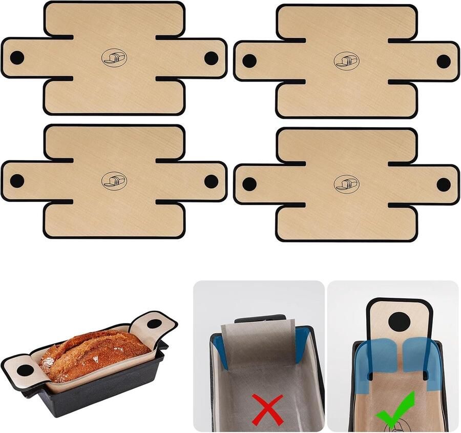 Brood Bakmat Bakfolie Set Zelf Brood Bakken Hittebestendig Siliconen 49x25 cm Bruin Zwart