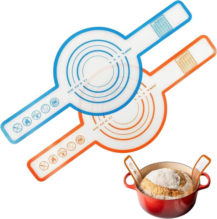 Brood Bakmat Bakplaat Liner Brood Bakken Extra Lange Handvatten 53 x 20 cm Grijs
