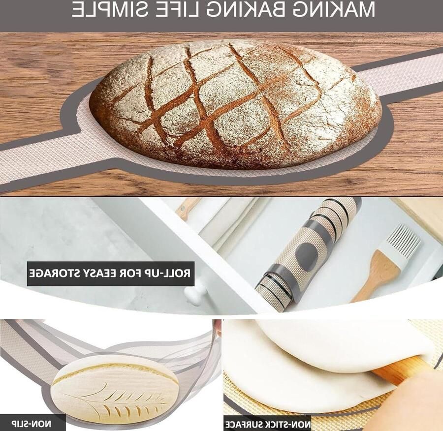 Brood Bakmat Bakvorm Accessoire Brood Bakken Met Lange Handgrepen 2 Stuks Rood en Grijs