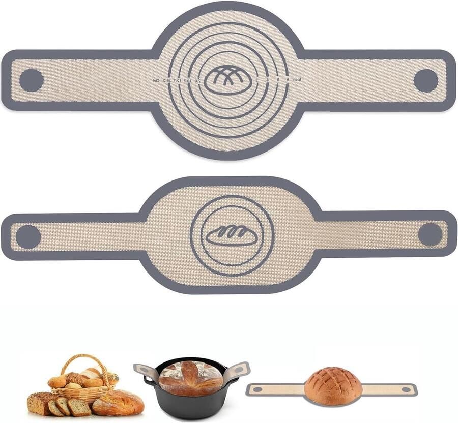 Brood Bakmat Ovenslinger Brood Bakken Met Handvatten 2 Stuks Grijs