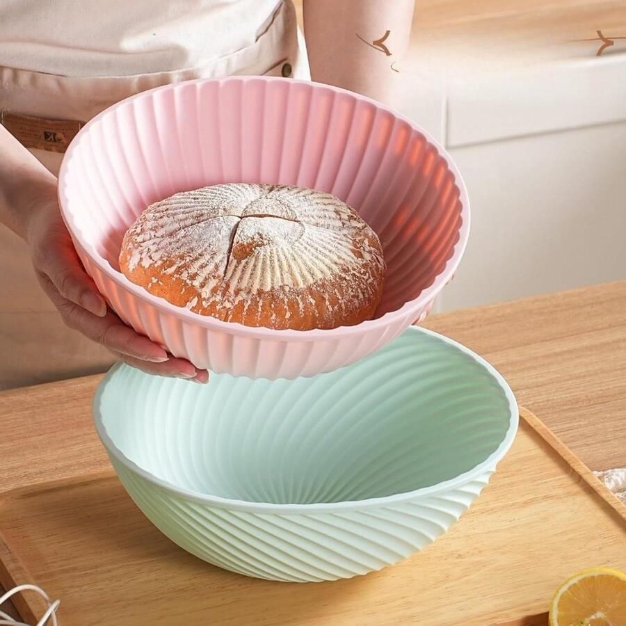 Brood Bakvorm Rijsmandje Deeg Zuurdesem Bakken Opvouwbaar Siliconen 23.5 cm Grijs