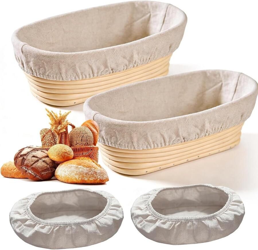 Brood Rijs Manden Bakvormen Deeg Brood Bakken Met Linnen Inleg 25 cm Diameter Beige