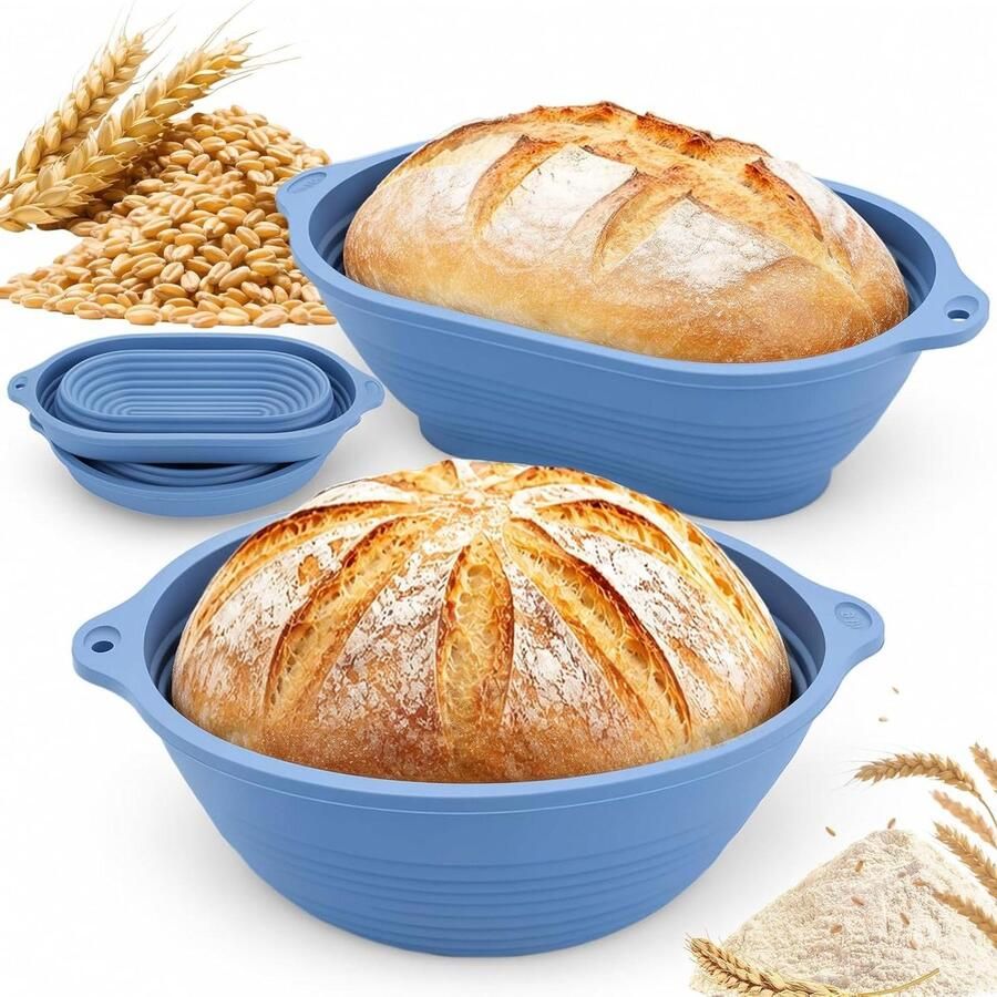 Brood Bakvormen Rijsmandjes Set Brood Bakken Inklapbaar Ontwerp 2 Maten Blauw