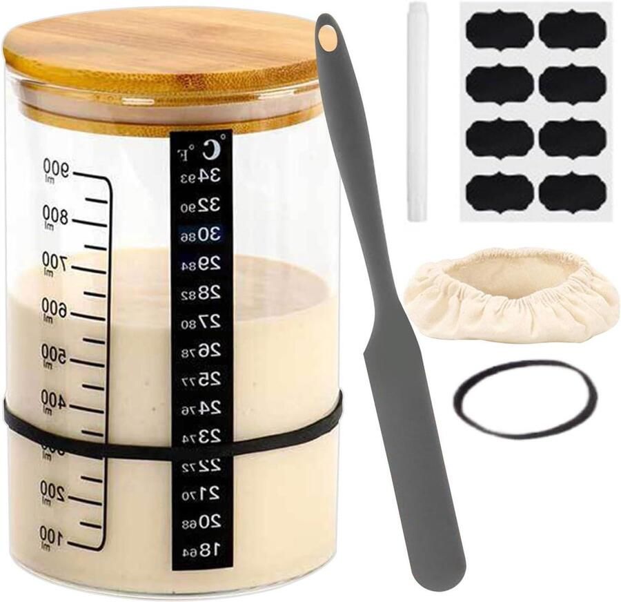 Brood Fermentatie Pot Zuurdesem Yoghurt Kit Zelfgemaakt Brood Bakken Met Temperatuurmeter 21x14x11cm Transparant