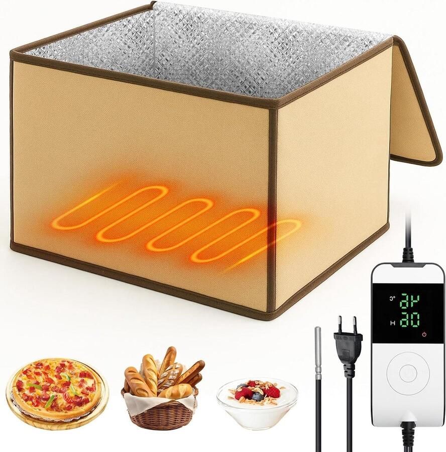 Brood Gistbox Deeg Fermentatiebox Brood Bakken Intelligente Temperatuurregeling 40x33x25 cm Zwart