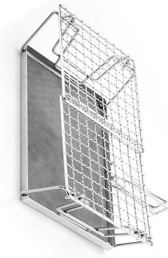 Brood grill rek Kampeer grill Buiten koken Opvouwbaar ontwerp 21 x 13 cm Zilver