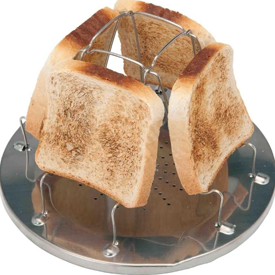 Brood Grill Rek Toast Houder Kamperen Buiten Opvouwbaar Ontwerp 4 Sneetjes Zilver