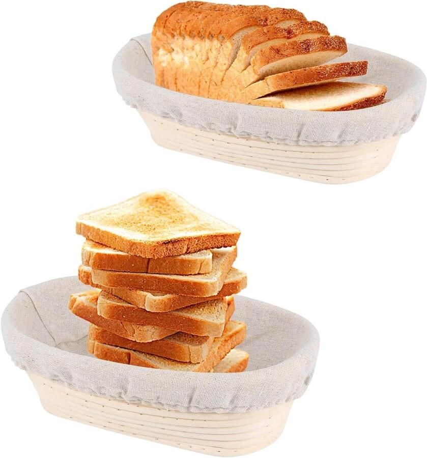 Brood Mand Rijsmand Deeg Brood Bakken Natuurlijk Rattan 25 x 15 cm #2