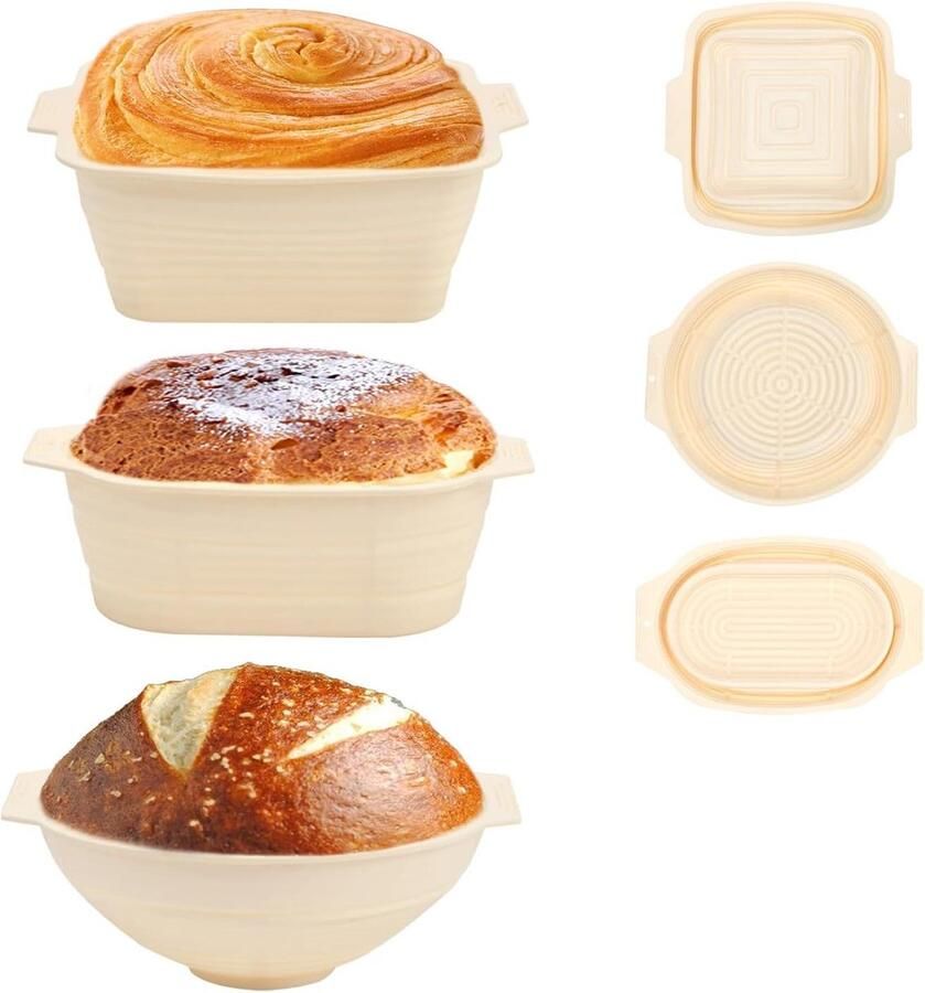 Brood Manden Rijsmanden Brood Bakken Set van 3 stuks Zwart