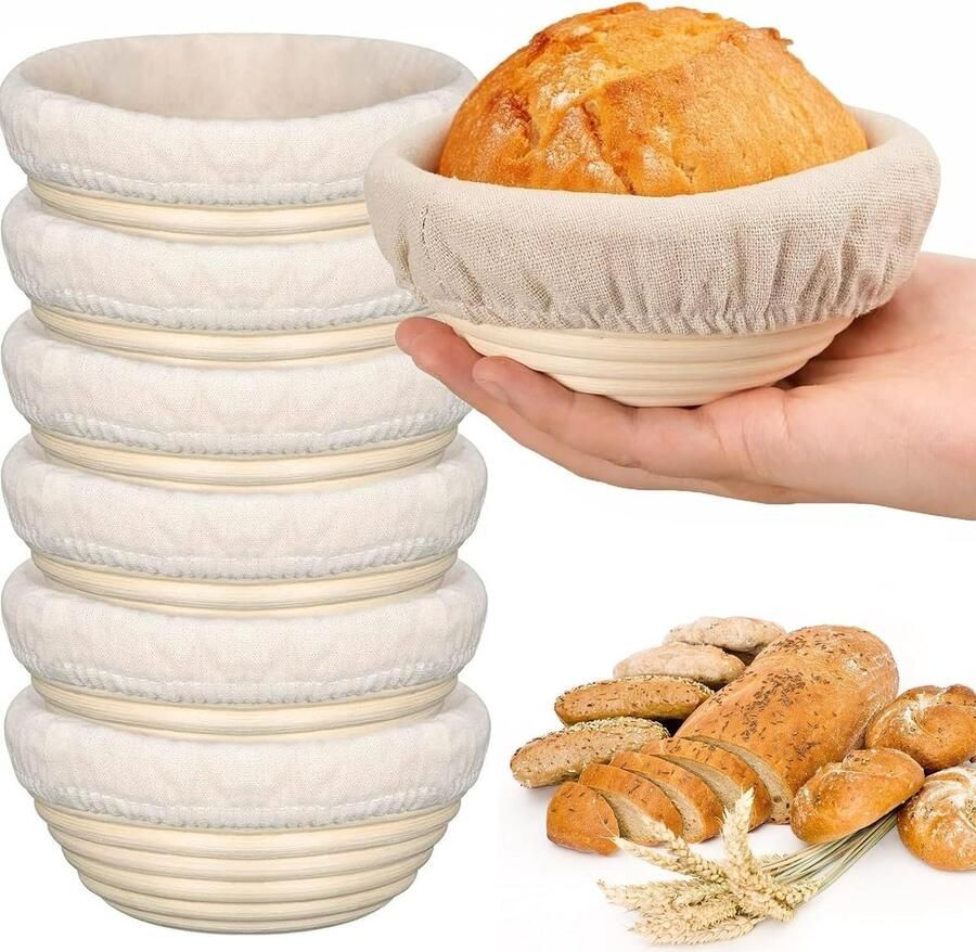 Brood Manden Rijsmanden Deegmanden Brood Bakken Set van 6 16 cm Diameter Natuurlijk Beige