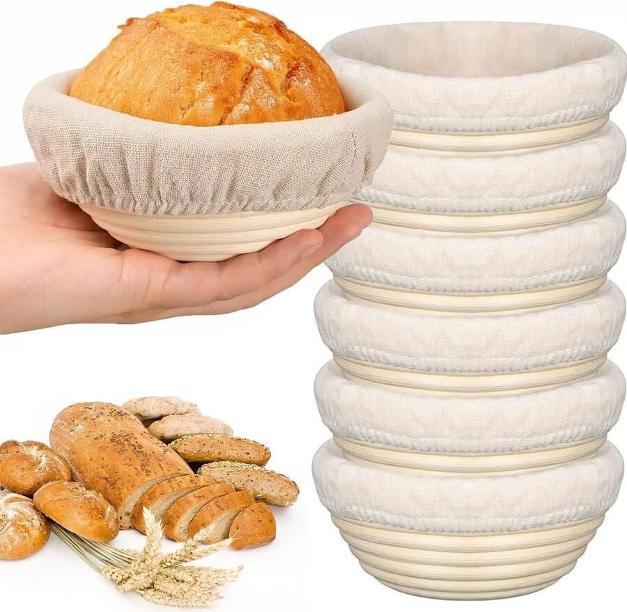 Brood Manden Rijsmanden Deegmanden Brood Bakken Set van 6 16 cm Diameter Natuurlijk Beige