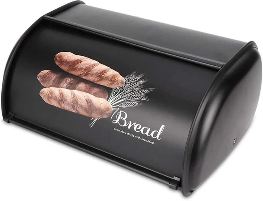 Brood Opbergdoos Keuken Opslag Organizer Brood Vers Houden Grote Capaciteit 34.5x23x14.5 cm Zwart