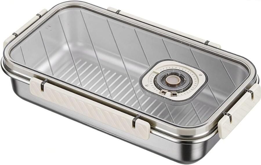 Brood Opslagcontainer Broodtrommel Luchtdicht Brood Vers Houden Met Tijdregistratie 33.5x18x5 cm Zilver