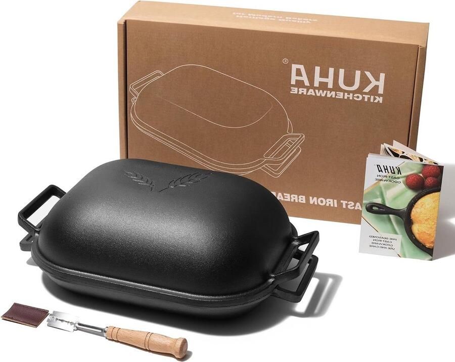 Brood Pan Broodbakvorm Ambachtelijk Bakken Gietijzeren Constructie 26 cm Zwart