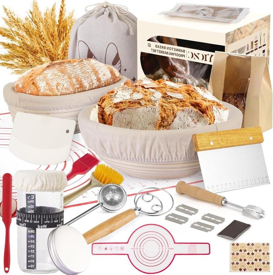 Brood Proofing Mand Rijsmand Zuurdesem Brood Bakken Handgemaakte Rotan 9 & 10 Natuurlijk