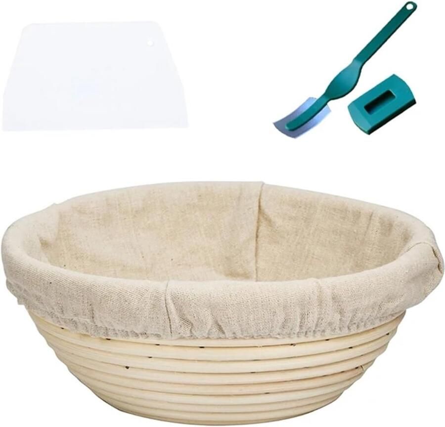 Brood Proofing Mand Rijsmand Zuurdesem Thuis Bakken Handgemaakt Rotan 18x9cm Rond Houtkleur