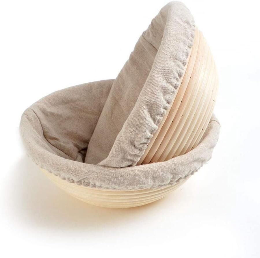 Brood Proofing Mand Rijsmandje Deeg Ambachtelijk Brood Bakken Inclusief Linnen Voering 9 Inch Rond Beige